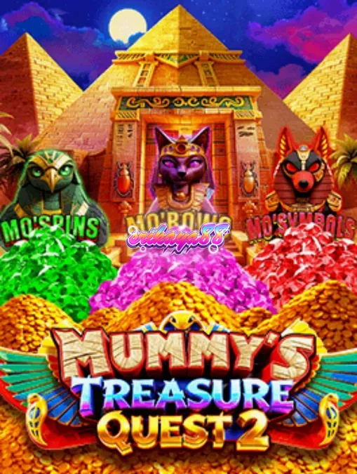 Tampilan visual slot Mummy’s Treasure Quest 2 dengan tema Mesir Kuno yang megah